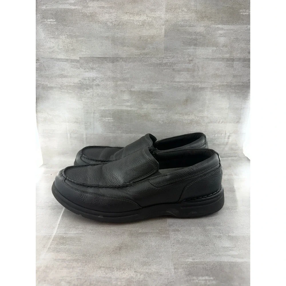 Rockport Men Black Leather Slip On Loafers CG8965 Moc Toe Shoes Size 12W